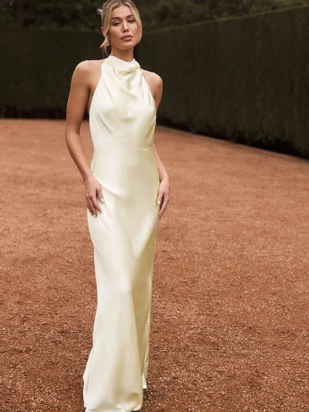 Meshki Esther satin cowl neck gown